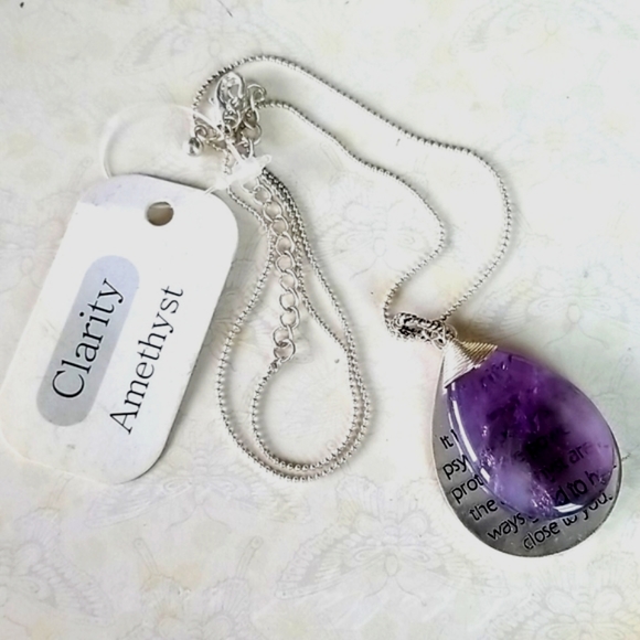 Amethyst Boho Clarity Silver Tone Pendant Ball Bead Chain Necklace - Picture 6 of 10